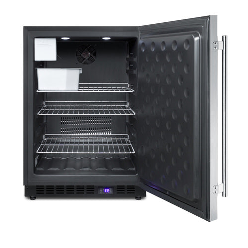 Summit Outdoor All-Freezer With Icemaker, 24" Wide, Black (SPFF51OSIM)