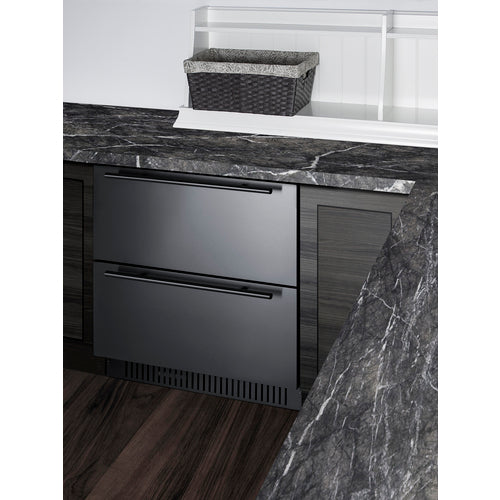 Summit 2-Drawer All-Refrigerator, 27" Wide, Black (SPR275OS2D)