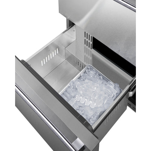 Summit 2-Drawer Refrigerator-Freezer with Icemaker, 24" Wide, Stainless Steel (SPRF34DIM)