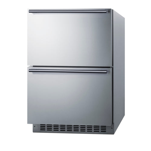 Summit 2-Drawer Refrigerator-Freezer with Icemaker, 24" Wide, Stainless Steel (SPRF34DIM)