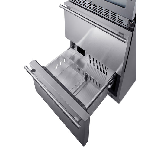 Summit Combination Dual-Zone Wine Cellar and 2-Drawer All-Freezer, 24" Wide, Stainless Steel (SWCDAF24)