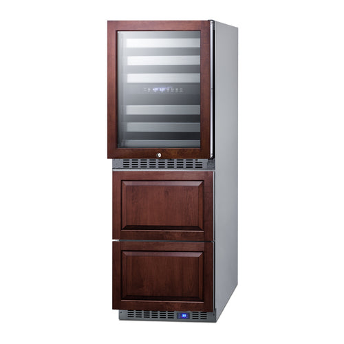 Summit Combination Dual-Zone Wine Cellar and 2-Drawer All-Refrigerator (Panels Not Included), 24" Wide, Stainless Steel (SWCDAR24PNR)
