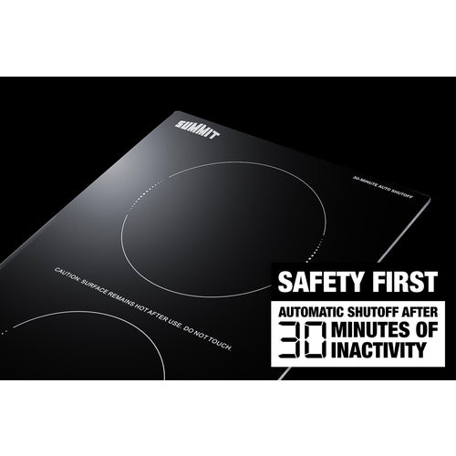 Summit 115V 2-Zone Induction Cooktop With Safety Shutoff, 12" Wide, Black (SINCH115V2B)