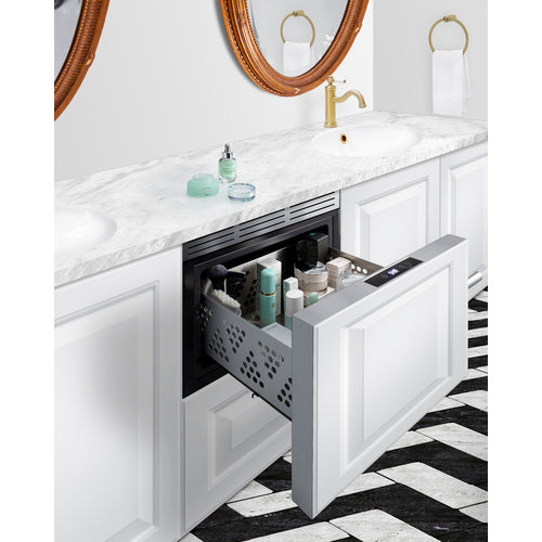 Summit Built-In BeautiFridge Cosmetics Refrigerated Drawer, 18" Wide, Black (LX1D)