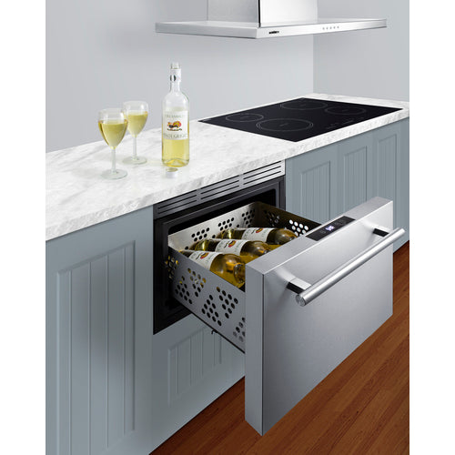 Summit Built-In Wine/Beverage Cooler Drawer, 18" Wide, Black (COOL1D)