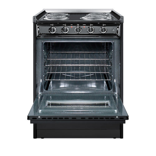 Summit Electric Coil Range, 24" Wide, Black (TEM610CRW)