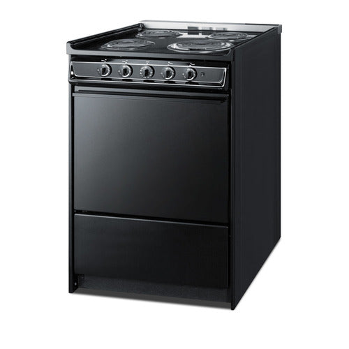 Summit Electric Coil Range, 24" Wide, Black (TEM610CR)
