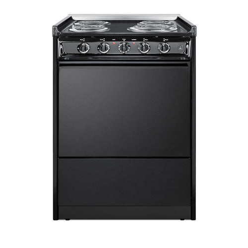 Summit Electric Coil Range, 24" Wide, Black (TEM610CR)