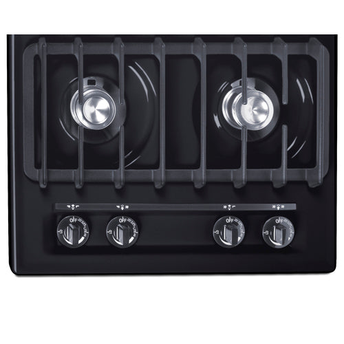 Summit 4-Burner Gas Cooktop, Battery Start Ignition, 24" Wide, Black (TNL03IP)