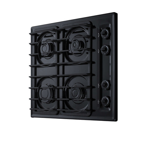 Summit 4-Burner Gas Cooktop, 24" Wide, Black (TTL033S)