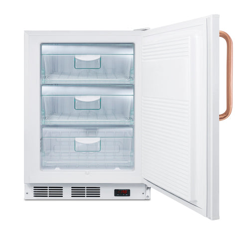 Summit Built-In All-Freezer with Antimicrobial Pure Copper Handle, ADA Compliant, 24" Wide, White (VT65MLBITBCADA)