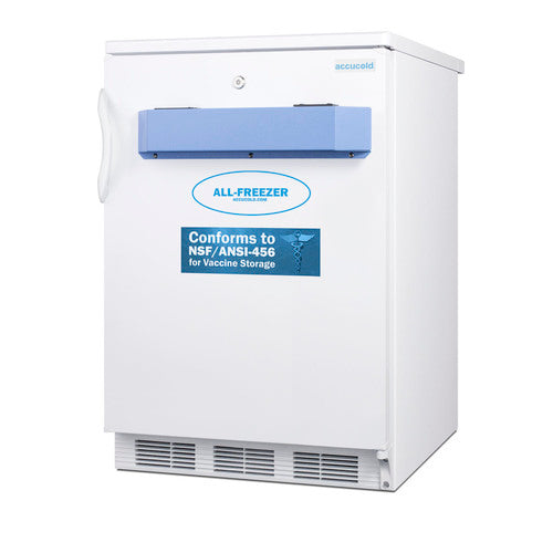 Summit Built-In All-Freezer, Certified to NSF/ANSI 456 Standard for Vaccine Storage, 24" Wide, White (VT65MLVAC456)
