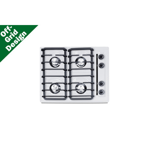 Summit 4-Burner Propane Gas Cooktop, Battery Start, 24" Wide, White (WLL03IP)