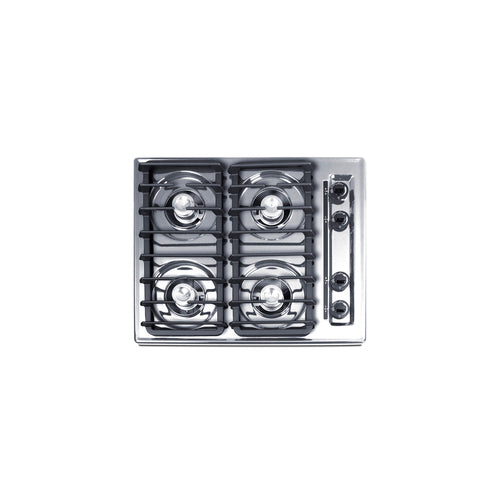 Summit 4-Burner Gas Cooktop, 24" Wide, Chrome (ZNL033I)