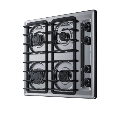 Summit 4-Burner Gas Cooktop, 24" Wide, Chrome (ZTL033S)